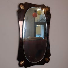 Mid-century modern shell frame mirror Cristal Art style Italy 1960s