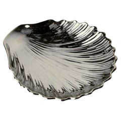Mid-Century Modern Shell Tray, Black Lacquered Ceramic, Italy, 1980s