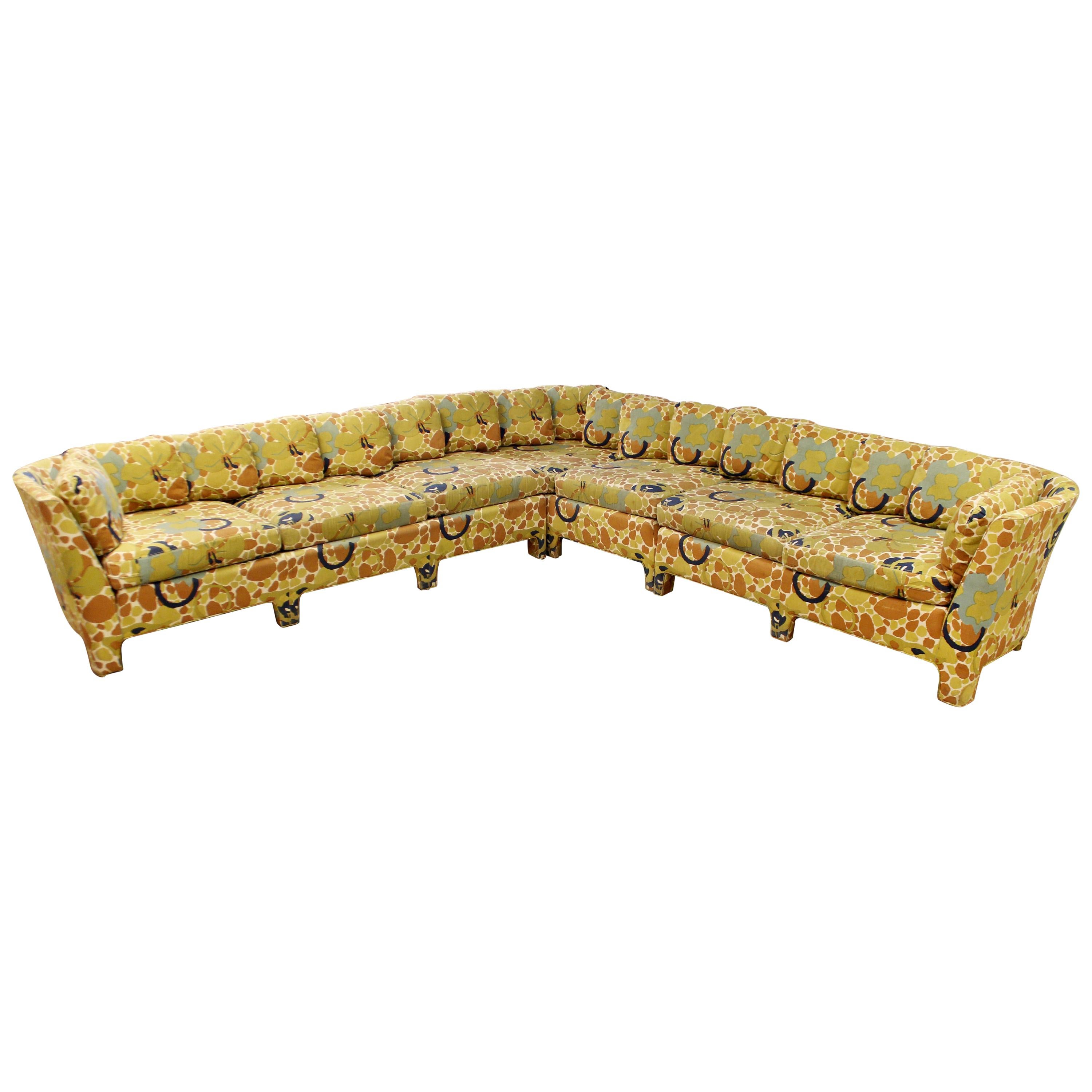 Mid-Century Modern Sherrill 3-Piece Curved Sectional Sofa 1970s Lenor Larsen Era