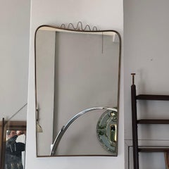 Mid-century modern Shield Brass Mirror Gio Ponti Style, Italy, 1950s