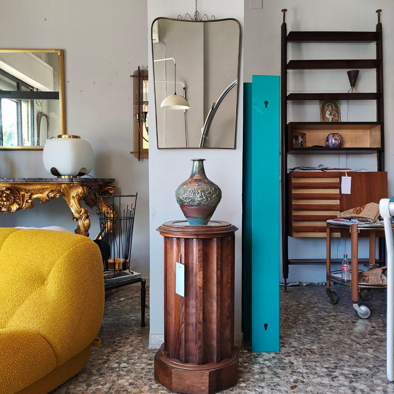 Miroir en laiton bouclier The Moderns Modernity Attribuable à Gio Ponti, Italie, années 1950 en vente 1