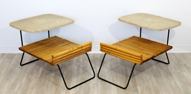 Mid-Century Modern Shirley Ritts Pair of Bamboo Wrought Iron Side End ...