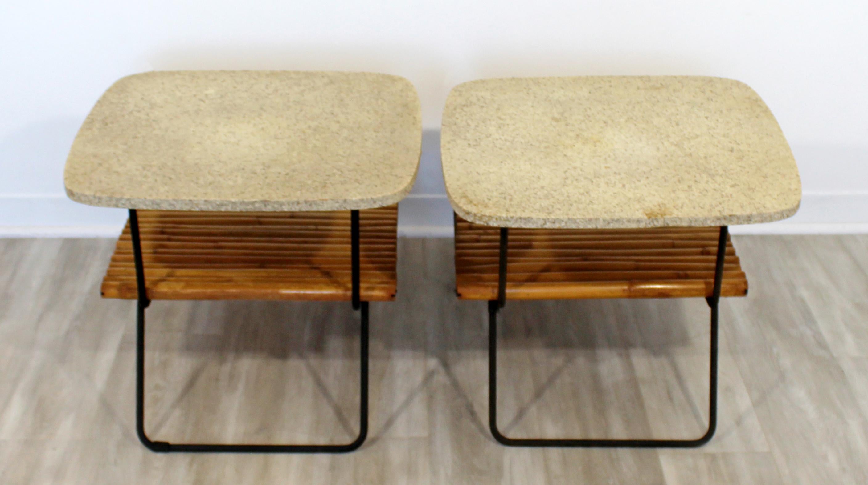 Mid-Century Modern Shirley Ritts Pair of Bamboo Wrought Iron Side End Tables 3