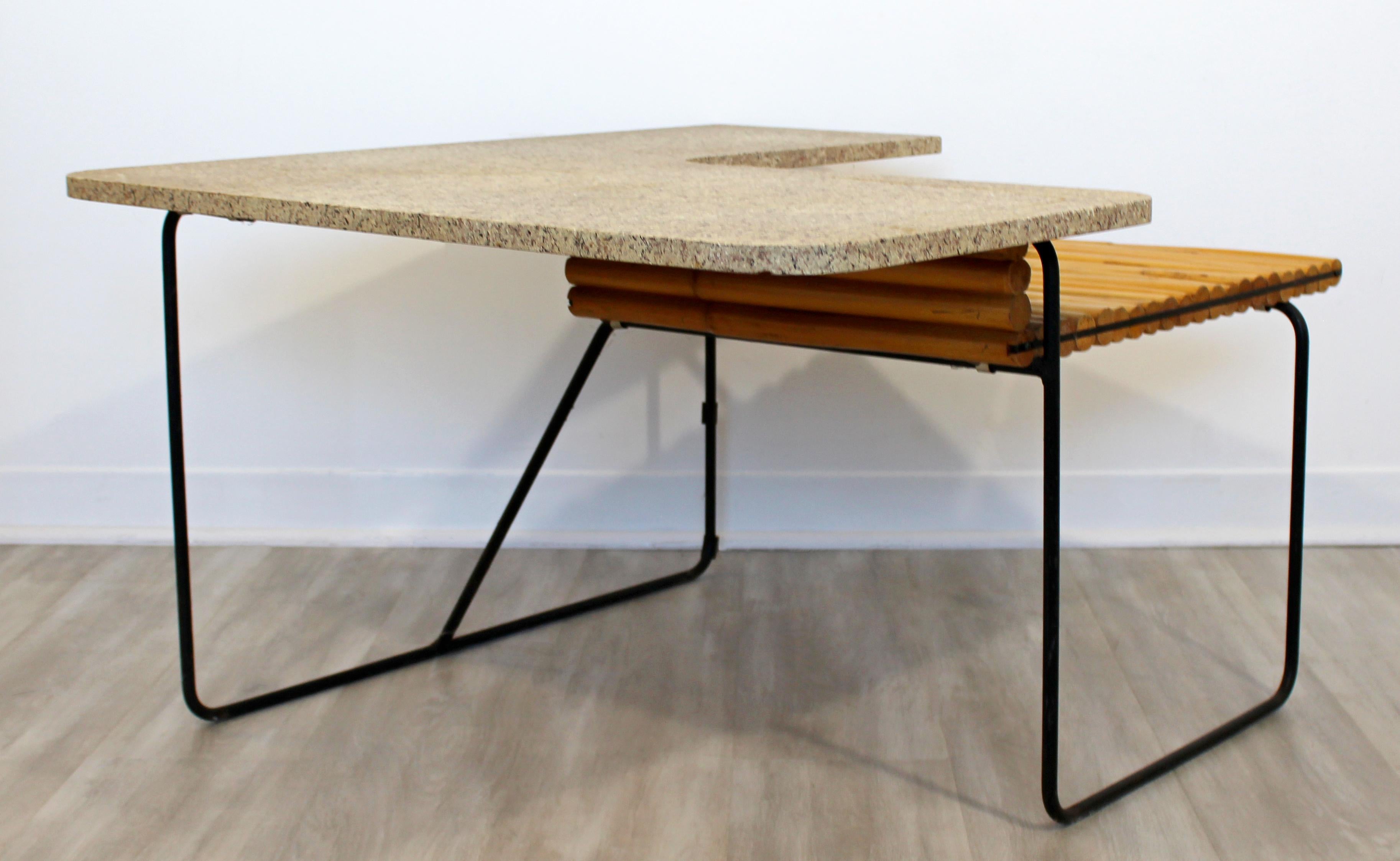 Mid-Century Modern Shirley Ritts Square Bamboo & Wrought Iron Coffee Table 1950s 3