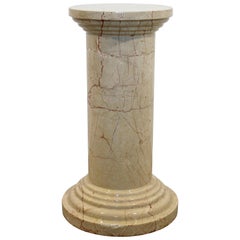 Mid-Century Modern Short Round Marble Pedestal Display Stand 1960s Italian