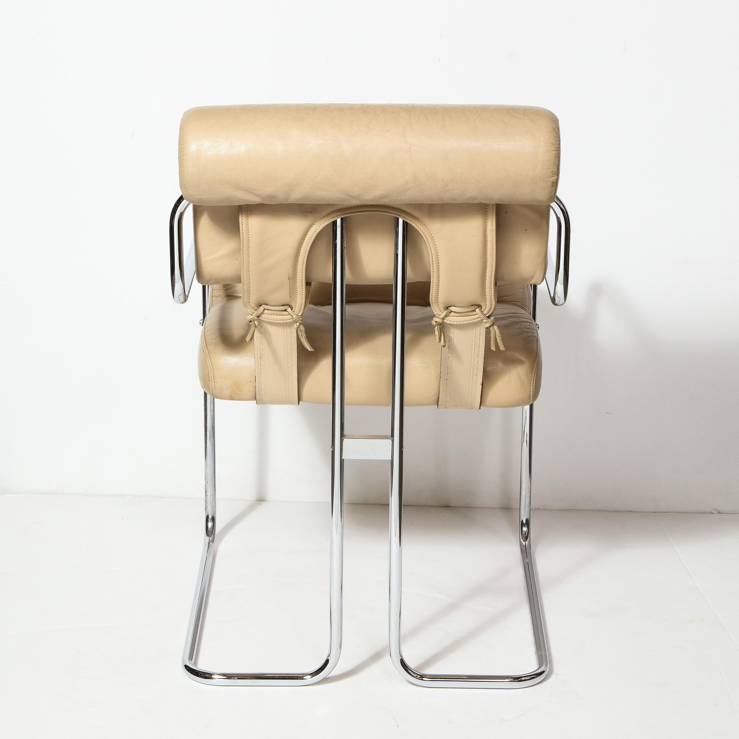 Leather Mid-Century Modern Side Chair by Guido Faleschini for Pace Furniture Co.