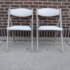 Mid-Century Modern Side Chairs in Off-White and Gold, a pair