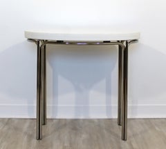 Mid-Century Modern Side End Accent Table Chrome Marble Knoll Era