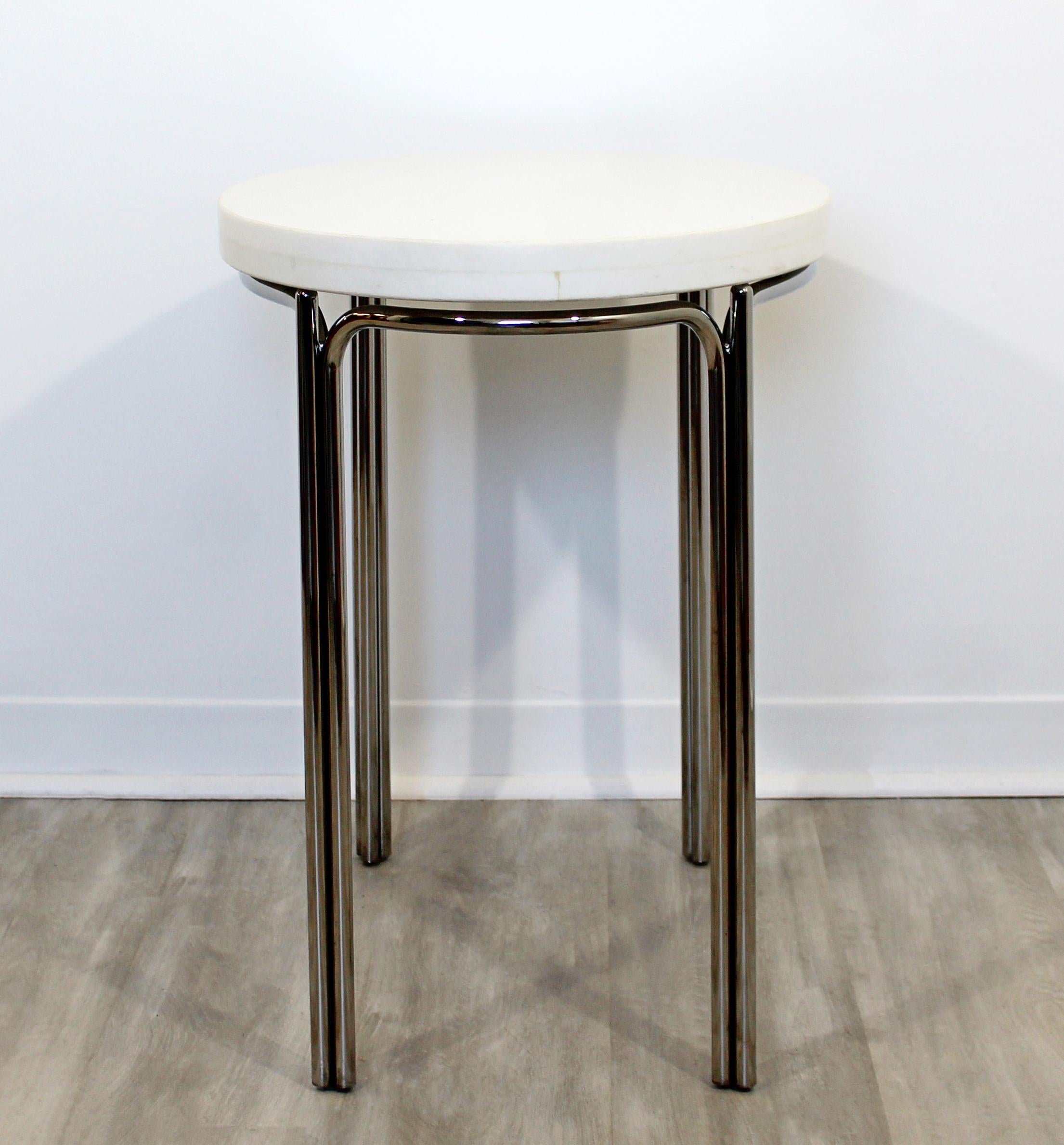 Mid-Century Modern Side End Accent Table Chrome Marble Knoll Era In Good Condition In Keego Harbor, MI