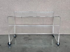 Mid-Century Modern Side or Center Table with Two Tiewr and Wheels, France, 1970s