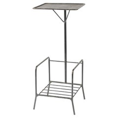 Mid-Century Modern Side or Telephone Table in Perforated Metal with Shelf