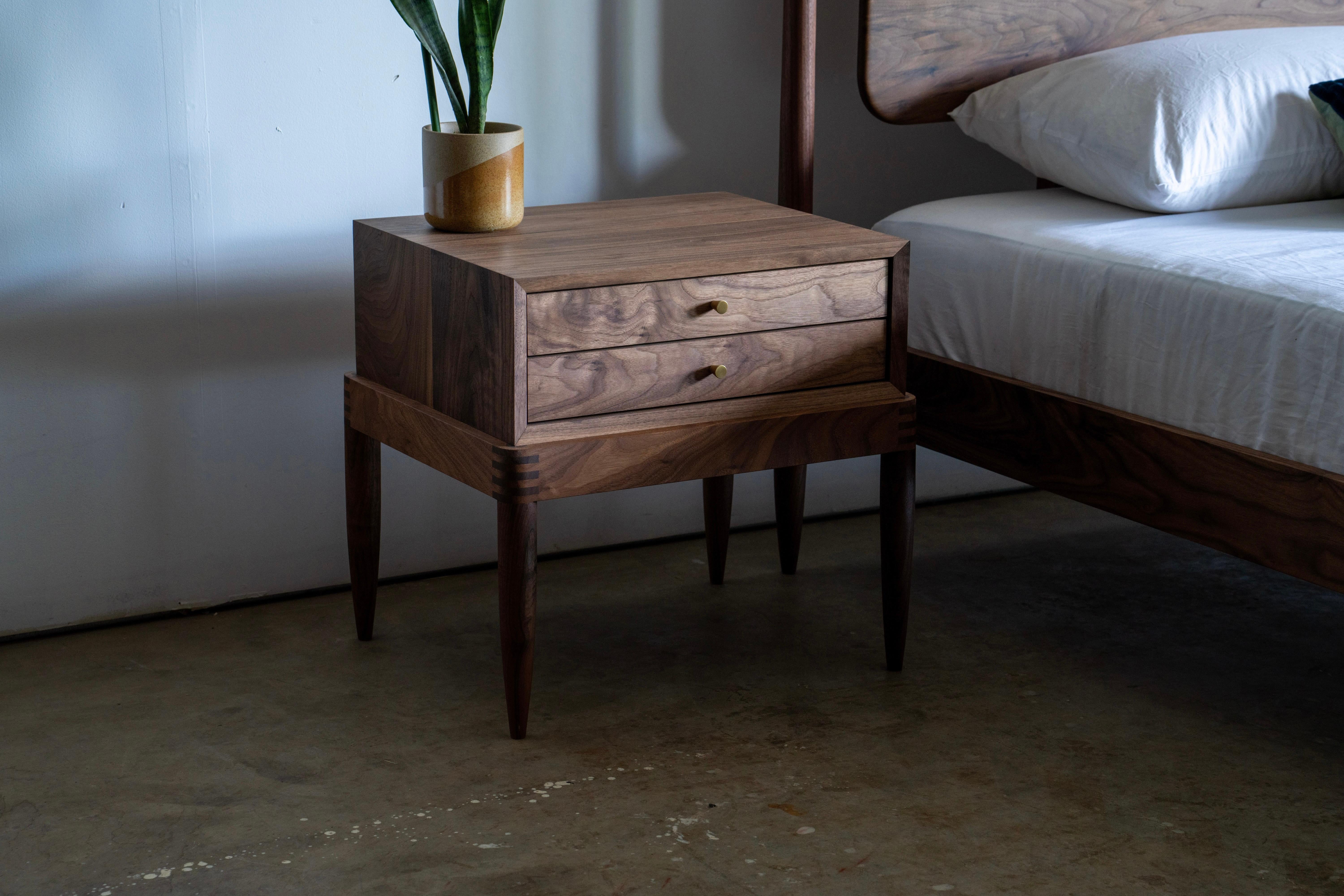 Walnut Mid Century modern Side Table and Night Stand For Sale