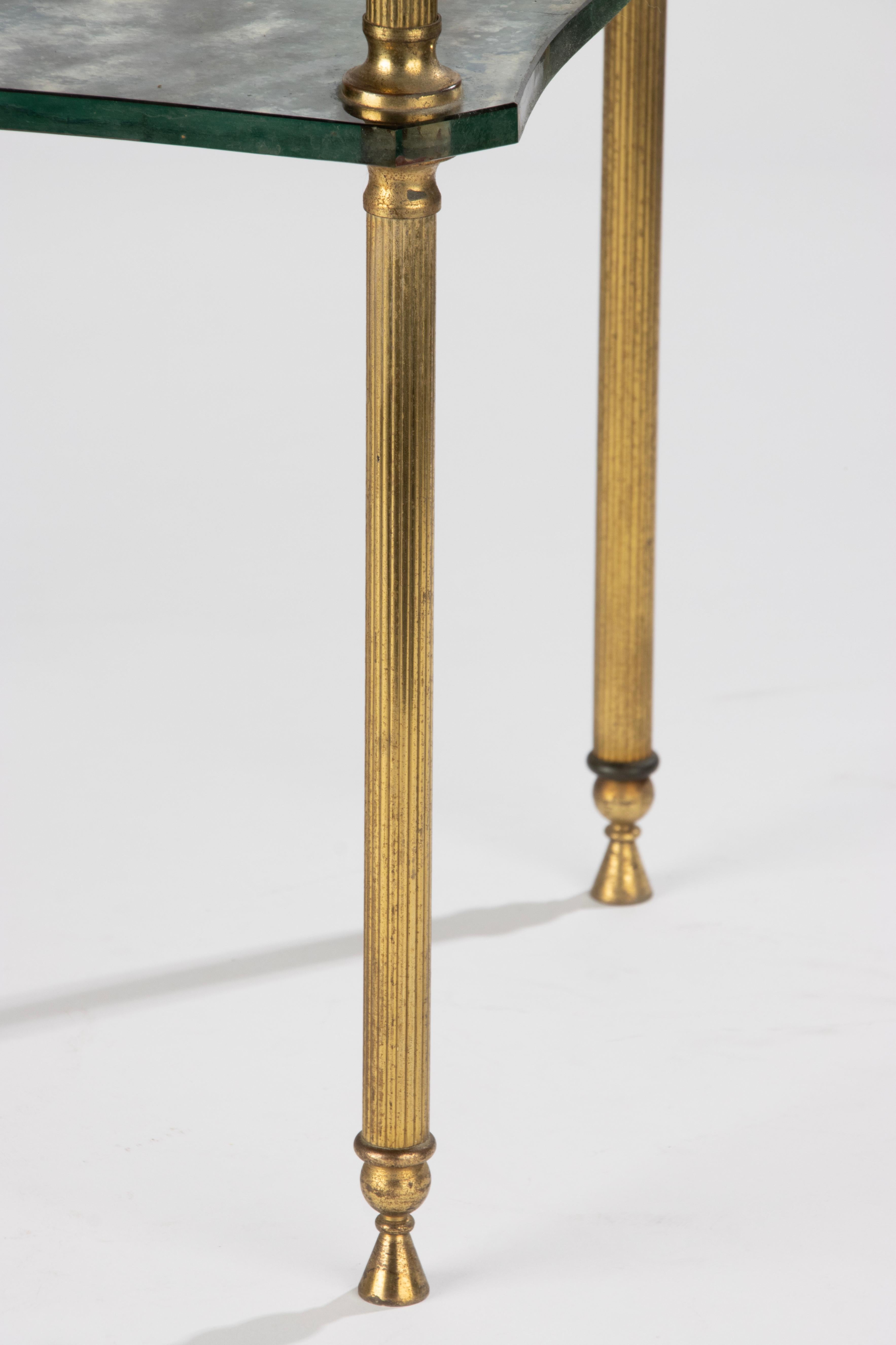 Mid-Century Modern Side Table - Brass and Clouded Glass For Sale 3