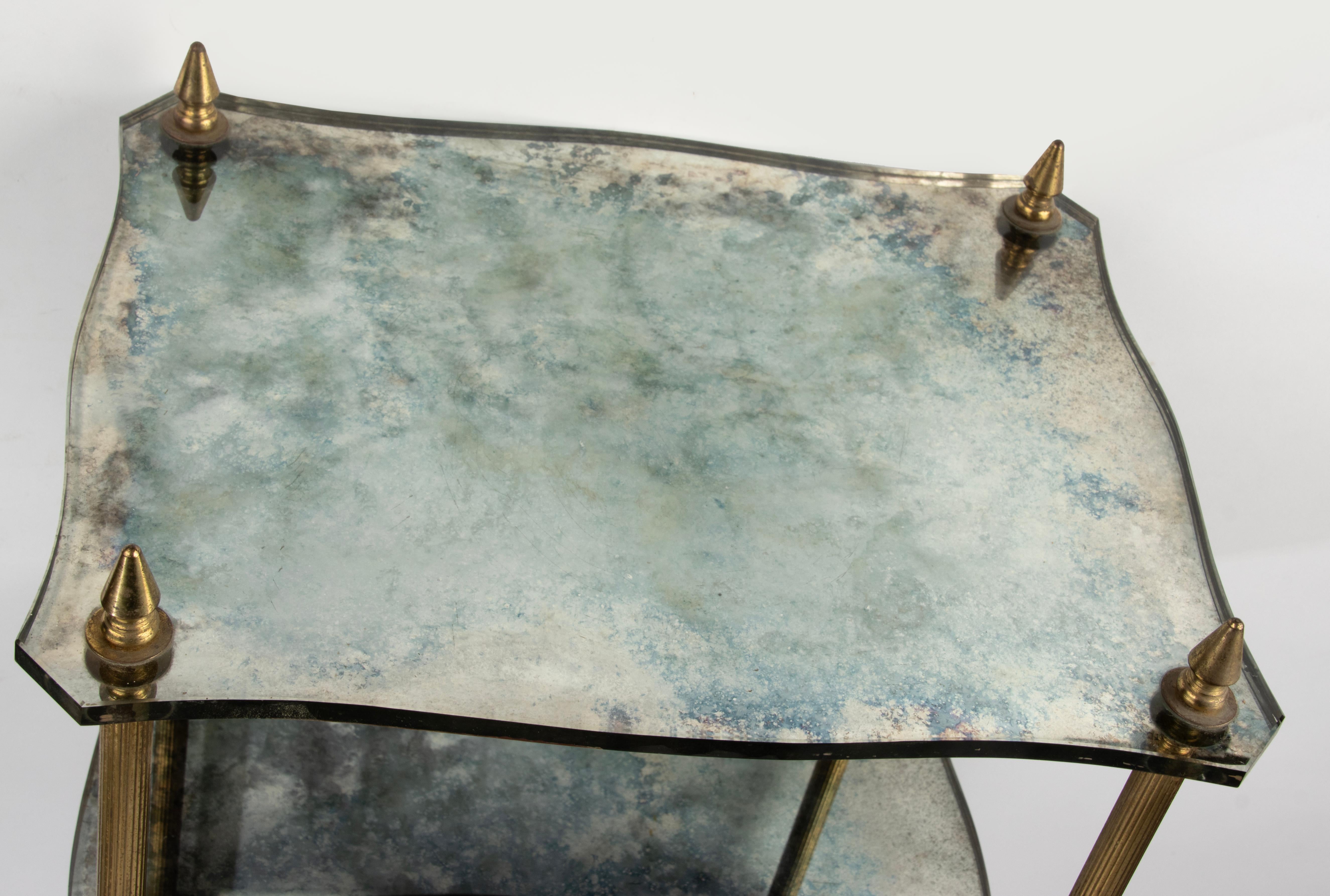 Mid-Century Modern Side Table - Brass and Clouded Glass For Sale 4