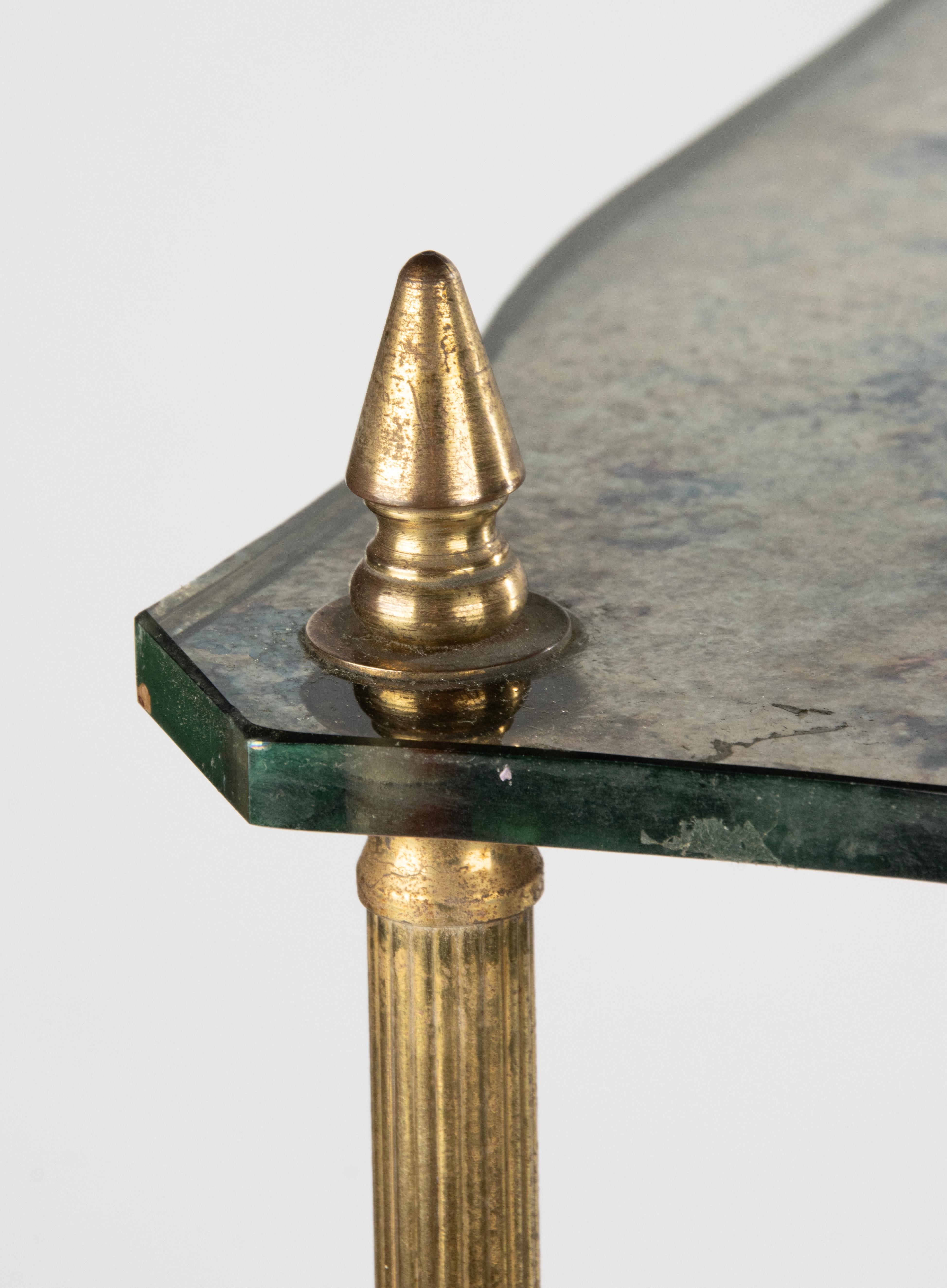 Mid-Century Modern Side Table - Brass and Clouded Glass For Sale 5