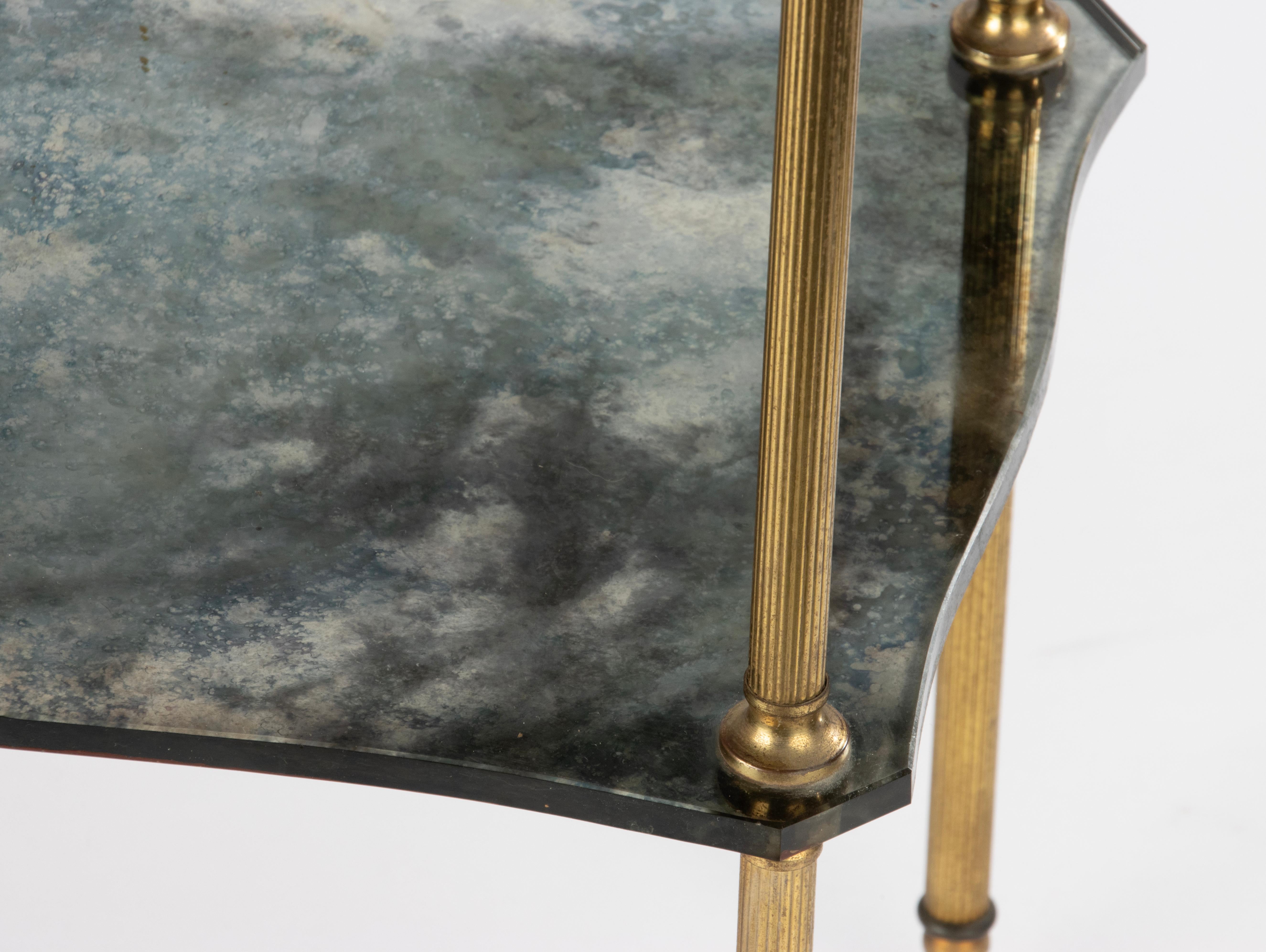 Mid-Century Modern Side Table - Brass and Clouded Glass For Sale 6