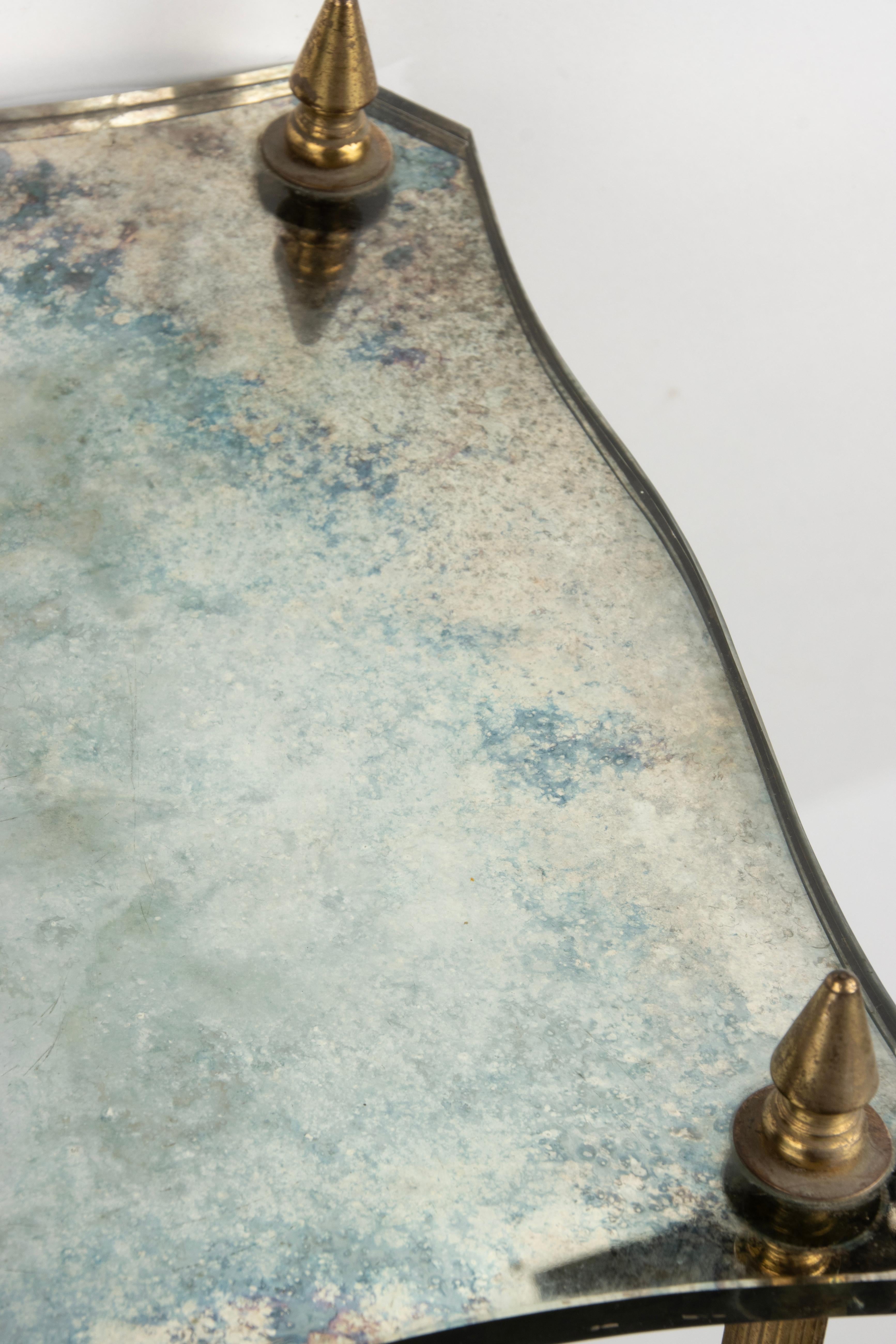 Mid-Century Modern Side Table - Brass and Clouded Glass For Sale 7
