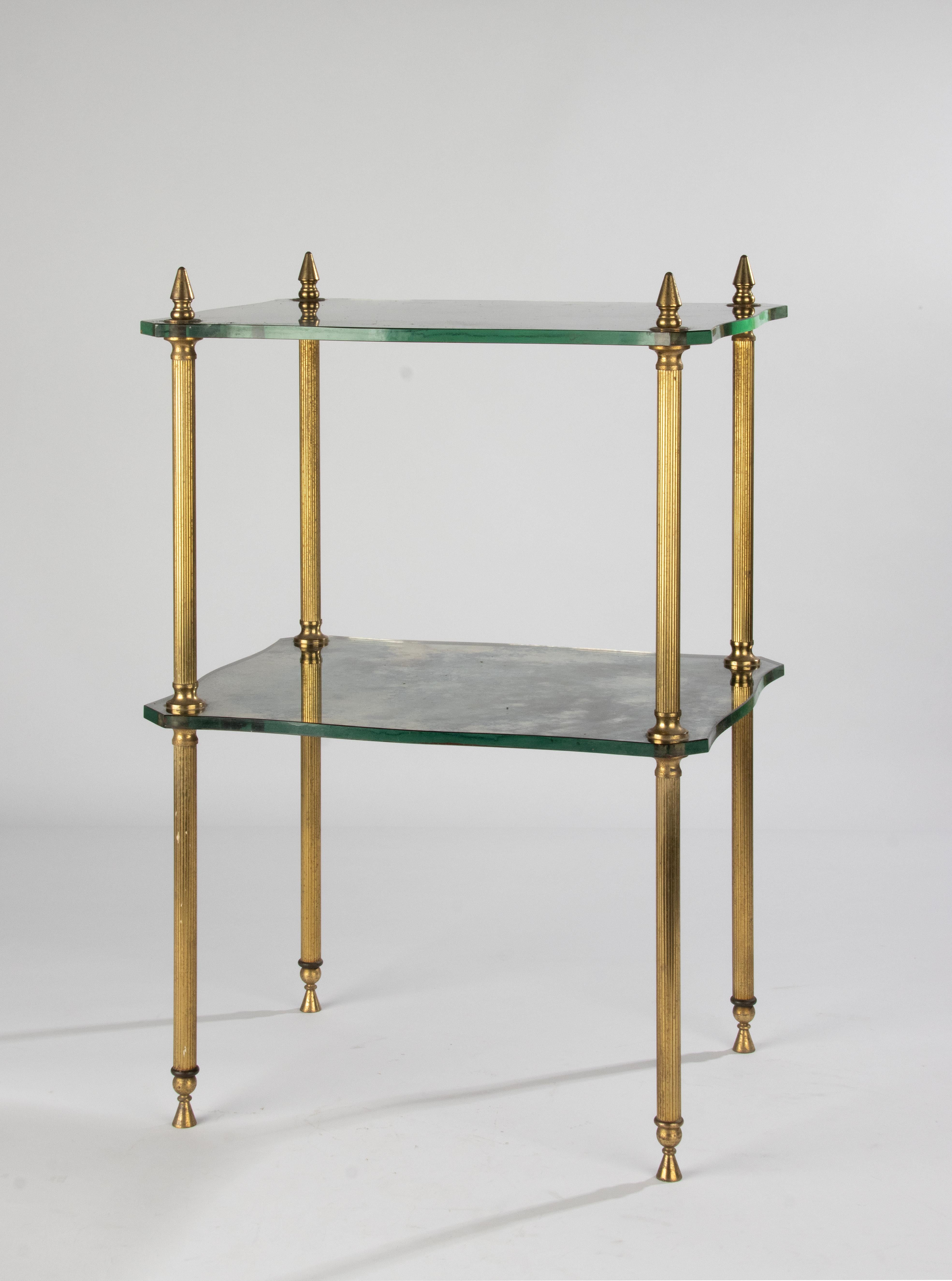 Mid-20th Century Mid-Century Modern Side Table - Brass and Clouded Glass For Sale