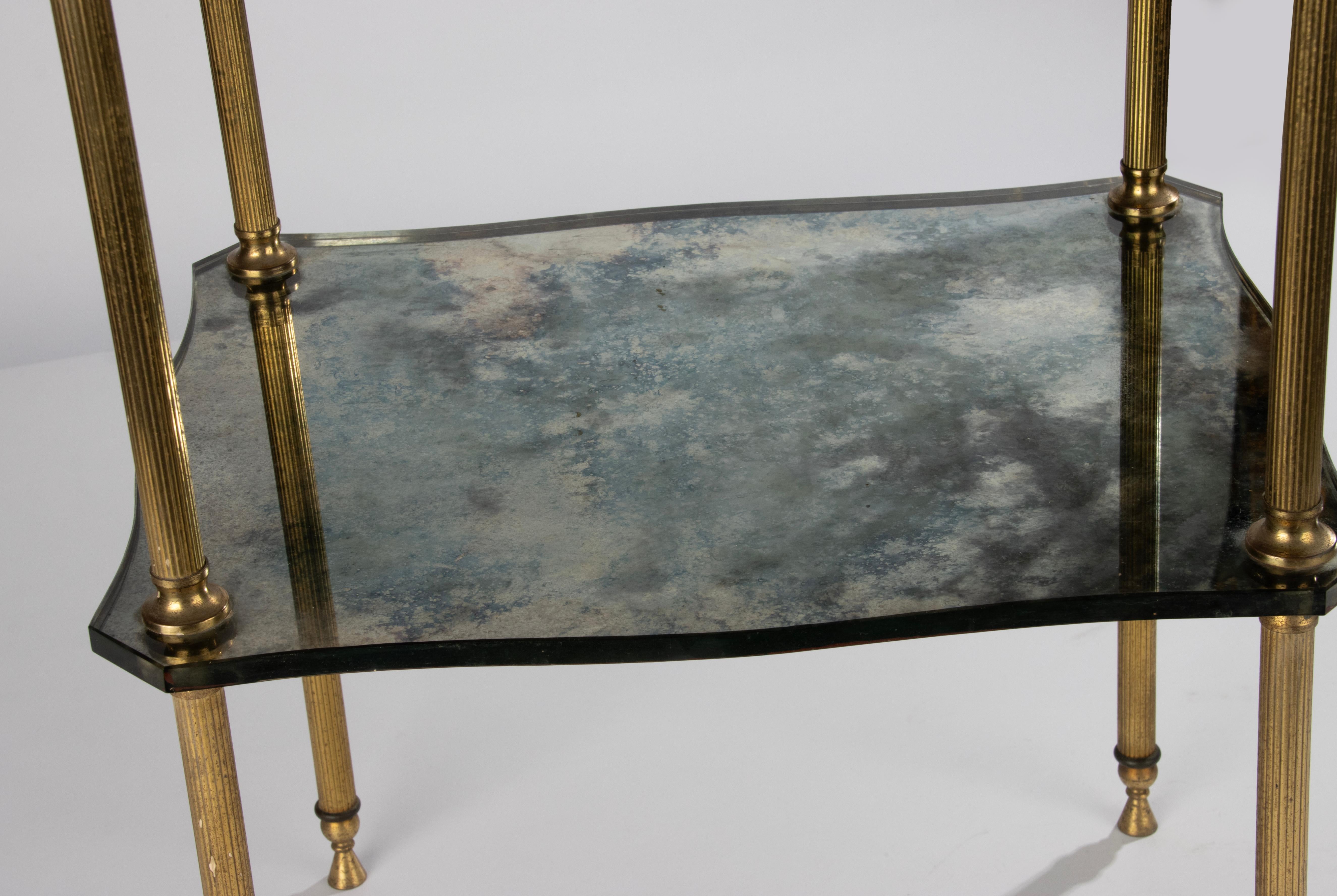 Mid-Century Modern Side Table - Brass and Clouded Glass For Sale 1