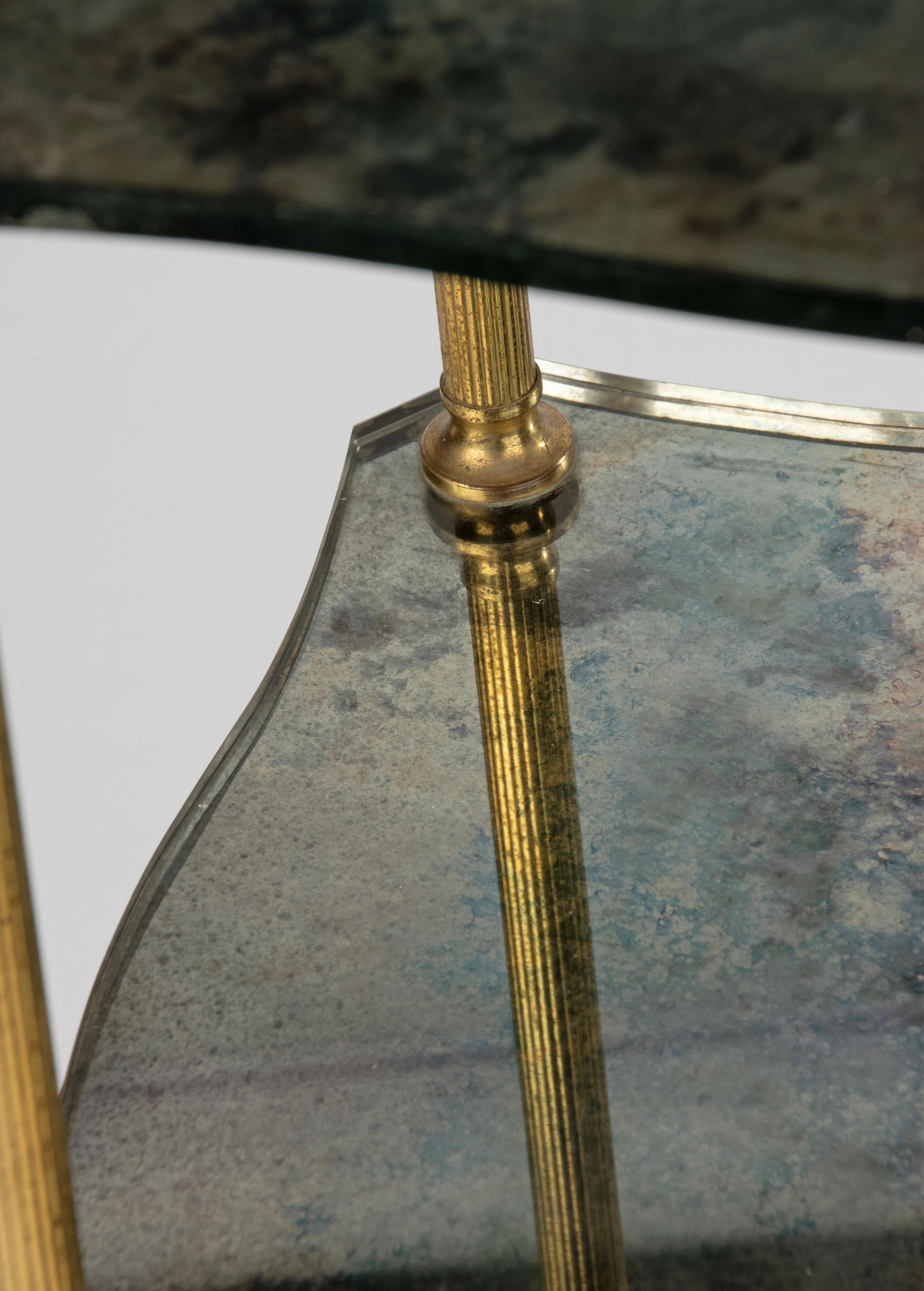 Mid-Century Modern Side Table - Brass and Clouded Glass For Sale 2