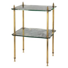 Mid-Century Modern Side Table - Brass and Clouded Glass