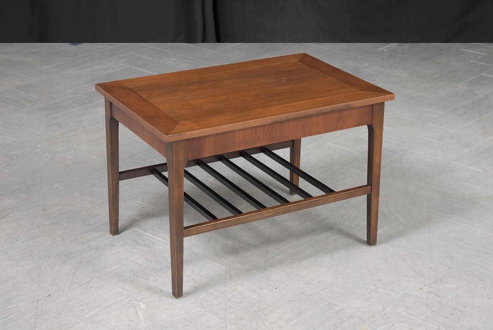 Carved Vintage 1960s Mid-Century Modern Walnut Side Table