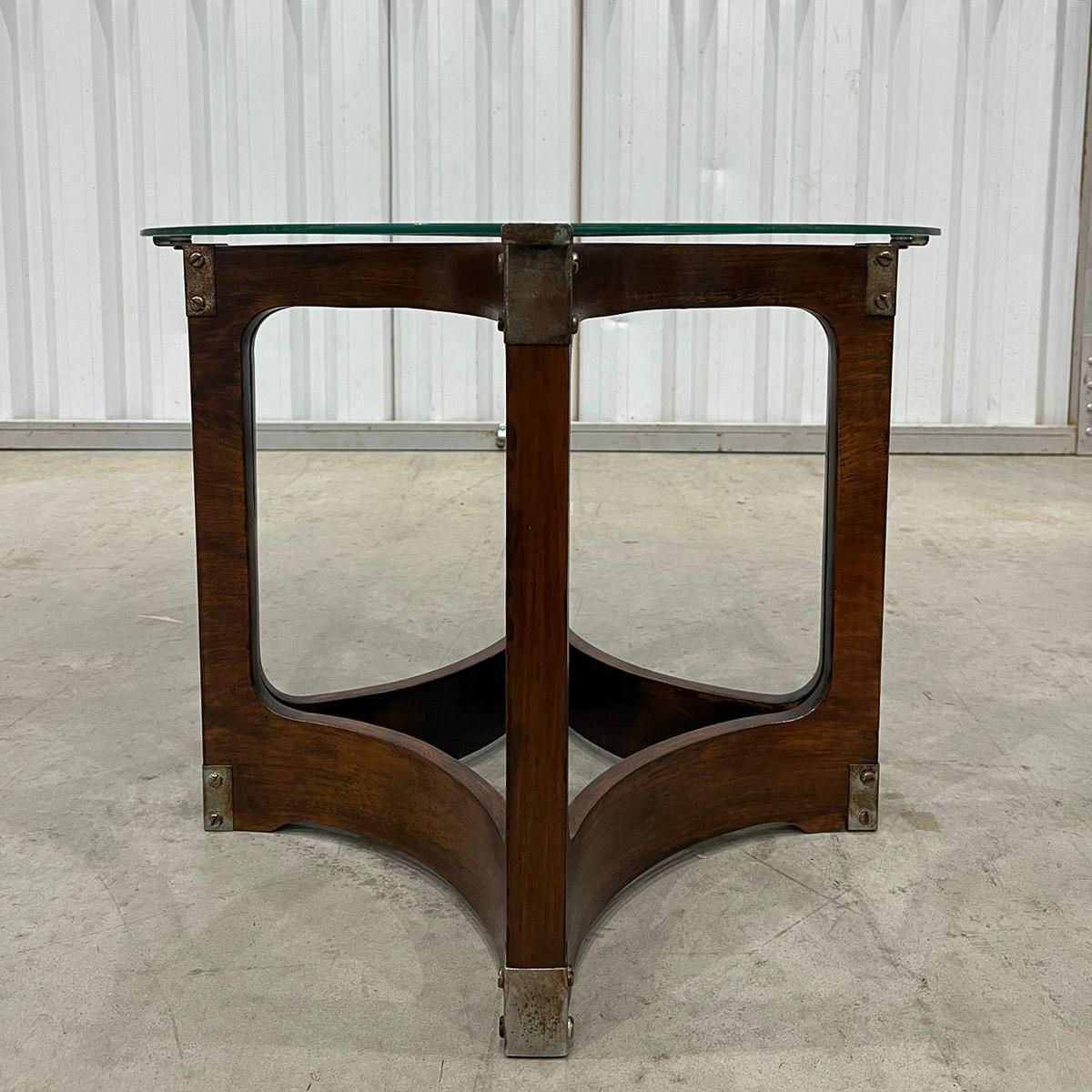 Mid-Century Modern Side Table in Bentwood & Glass by Novo Rumo, 1960s, Brazil For Sale 6