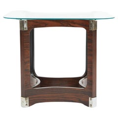Mid-Century Modern Side Table in Bentwood & Glass by Novo Rumo, 1960s, Brazil