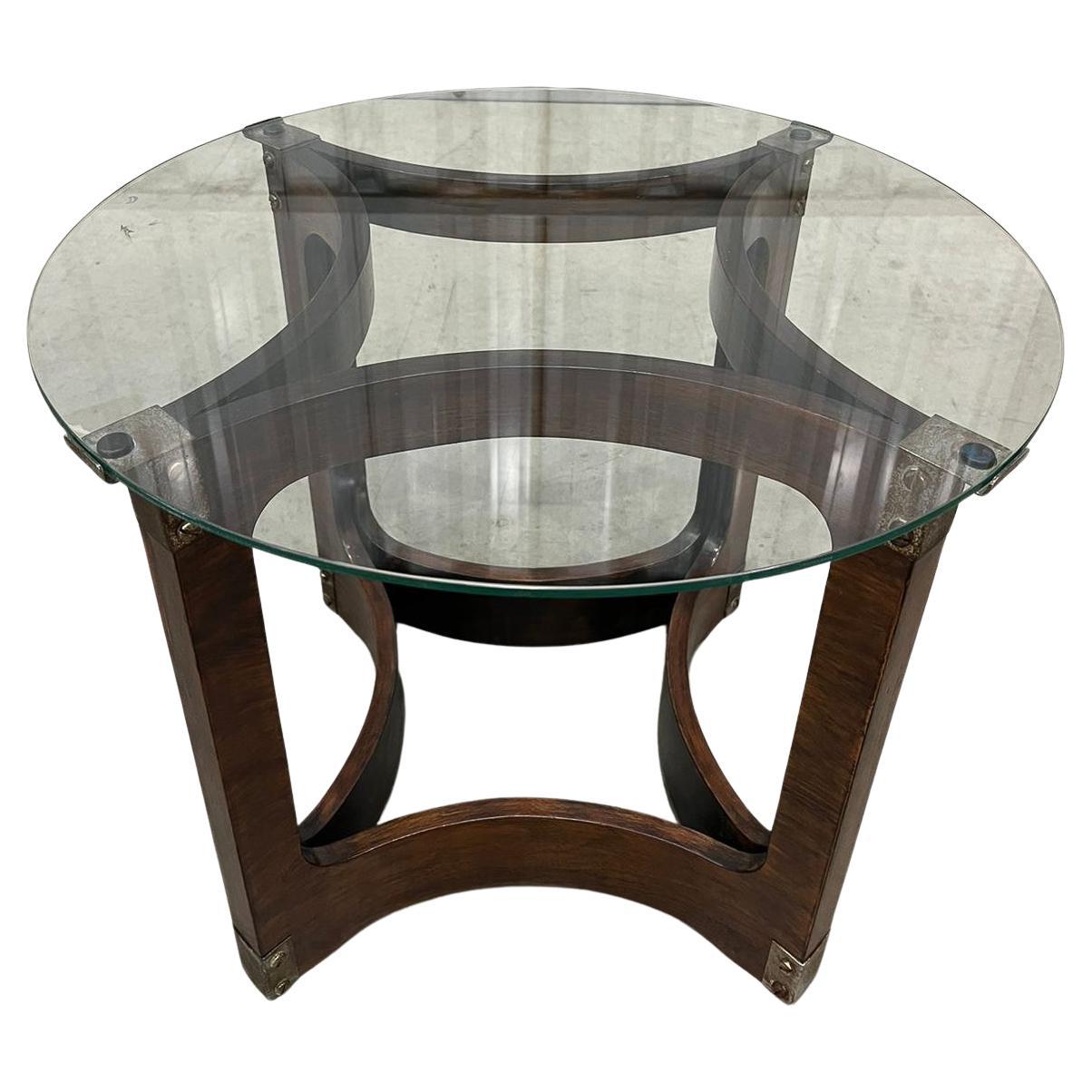 Mid-Century Modern Side Table in Bentwood & Glass by Novo Rumo, 1960s, Brazil For Sale