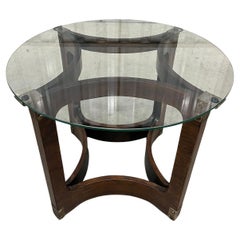 Vintage Mid-Century Modern Side Table in Bentwood & Glass by Novo Rumo, 1960s, Brazil