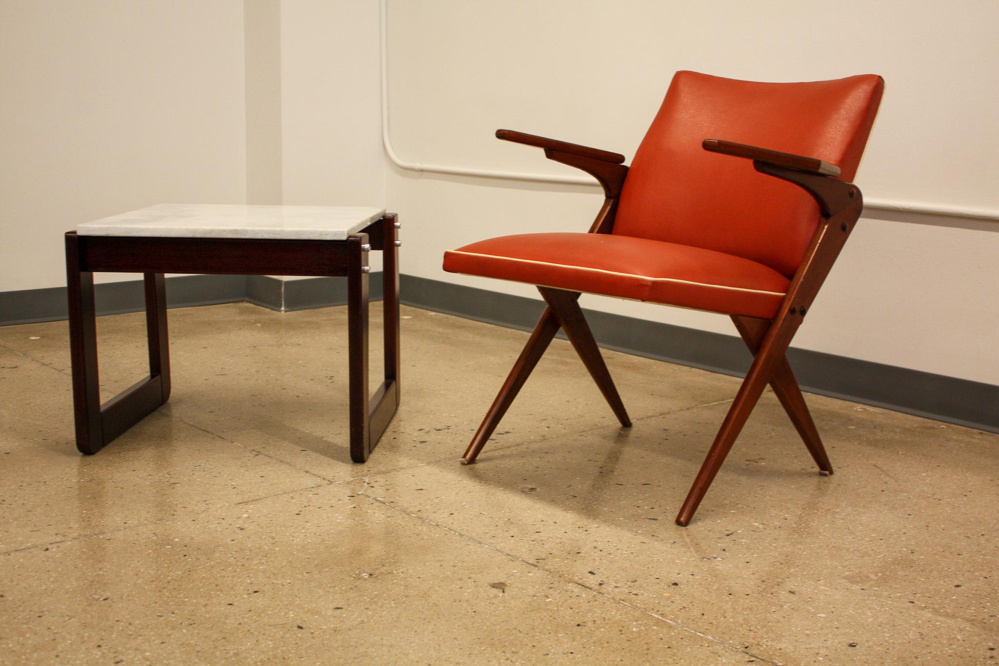 Mid-Century Modern Side Table in Hardwood and Marble by Percival Lafer, 1970's For Sale 3
