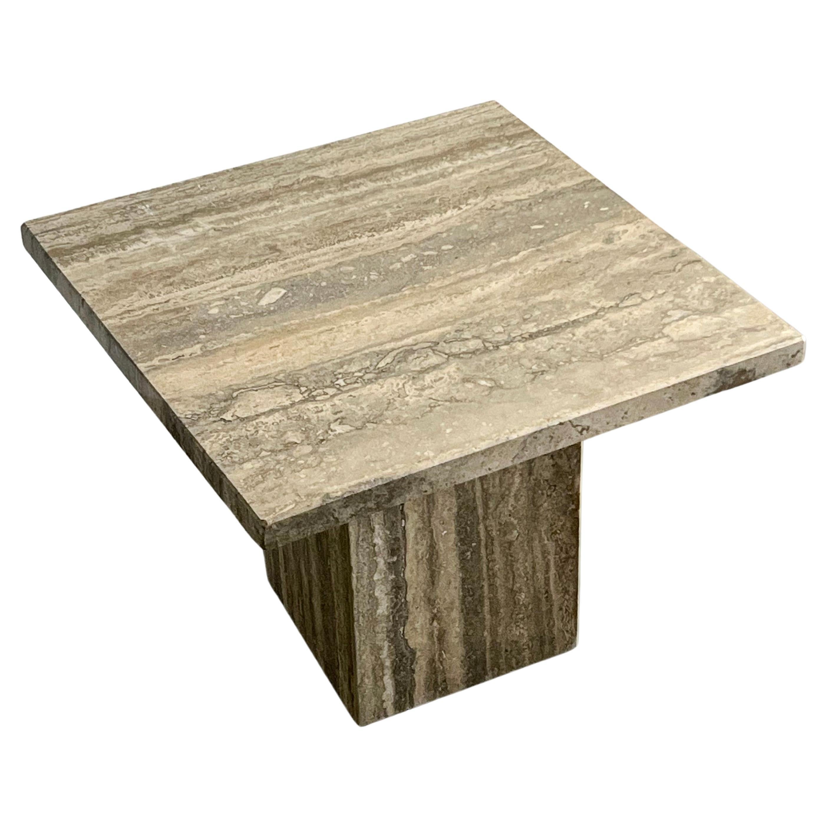 Mid-Century Modern Side Table in Travertine, Decorative Piece, Urban Wabi Style For Sale