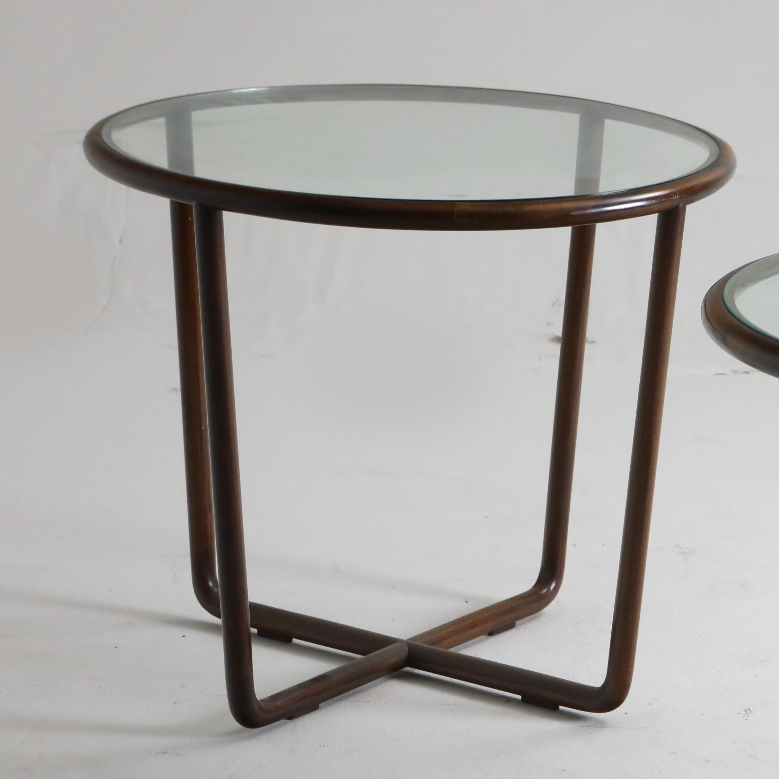 Brazilian Mid-Century Modern Side Table in Wood and Glass Top Designed by Joaquim Tenreiro