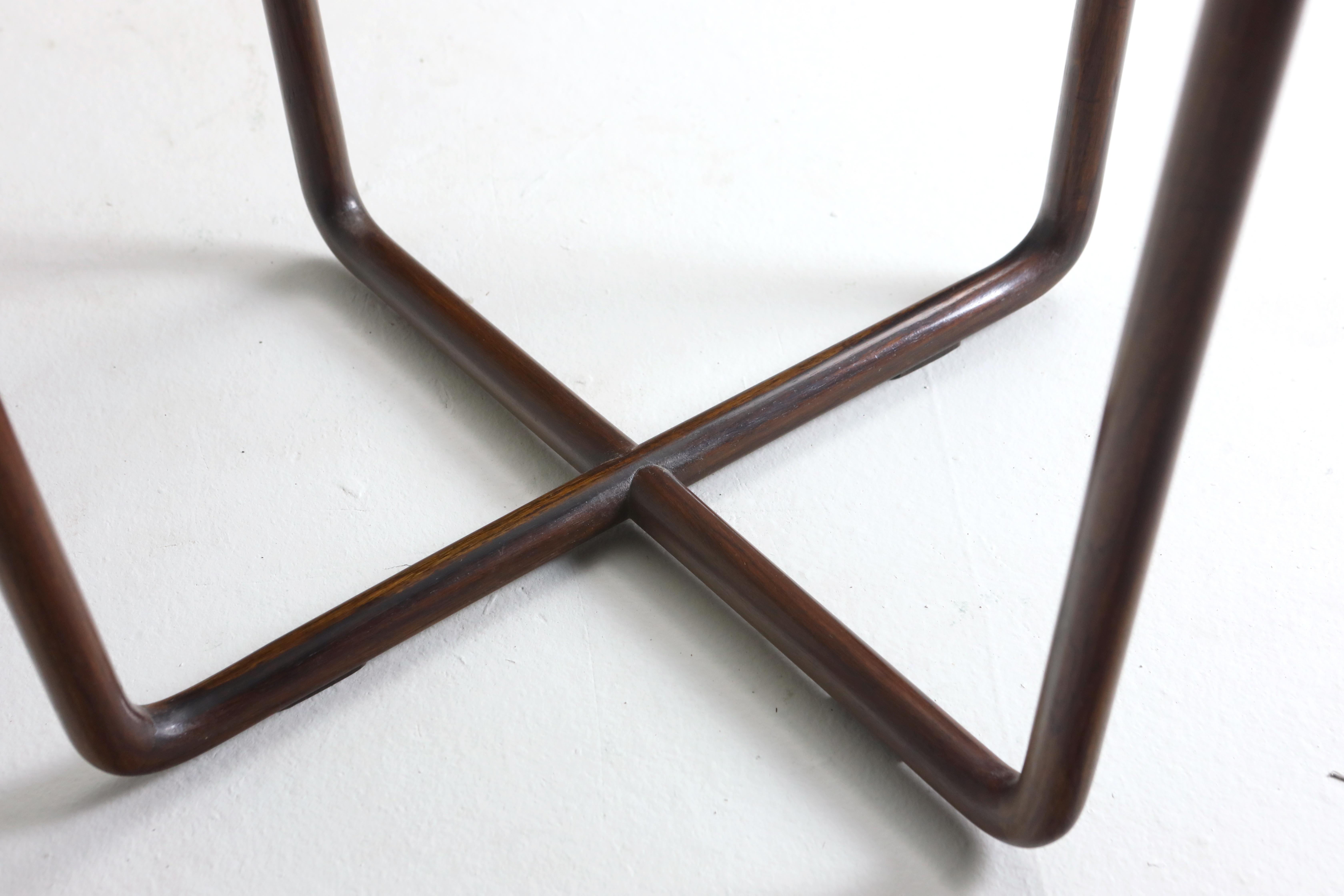 Woodwork Mid-Century Modern Side Table in Wood and Glass Top Designed by Joaquim Tenreiro