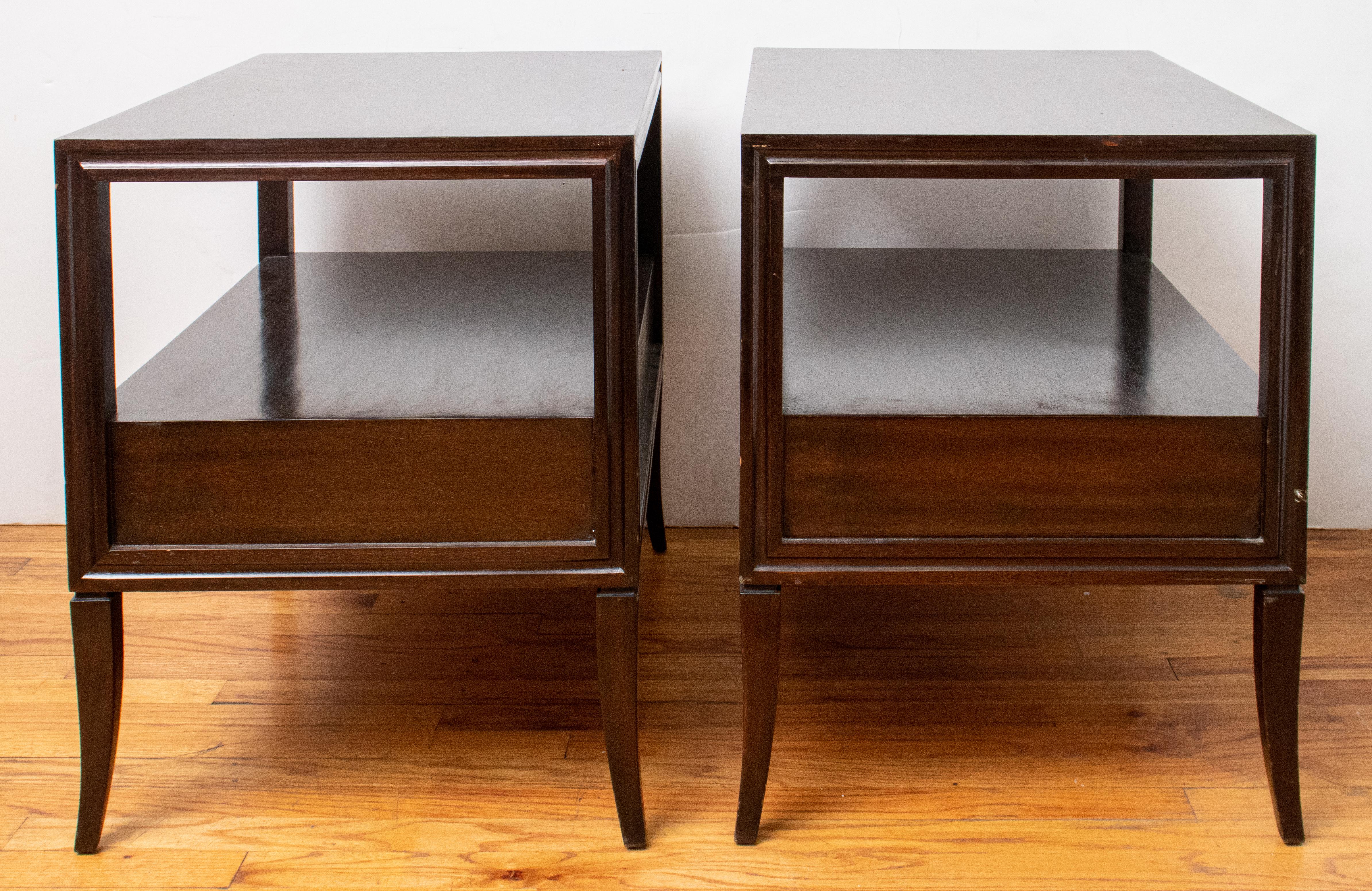Mid-Century Modern Side Table Nightstands, Pair 1