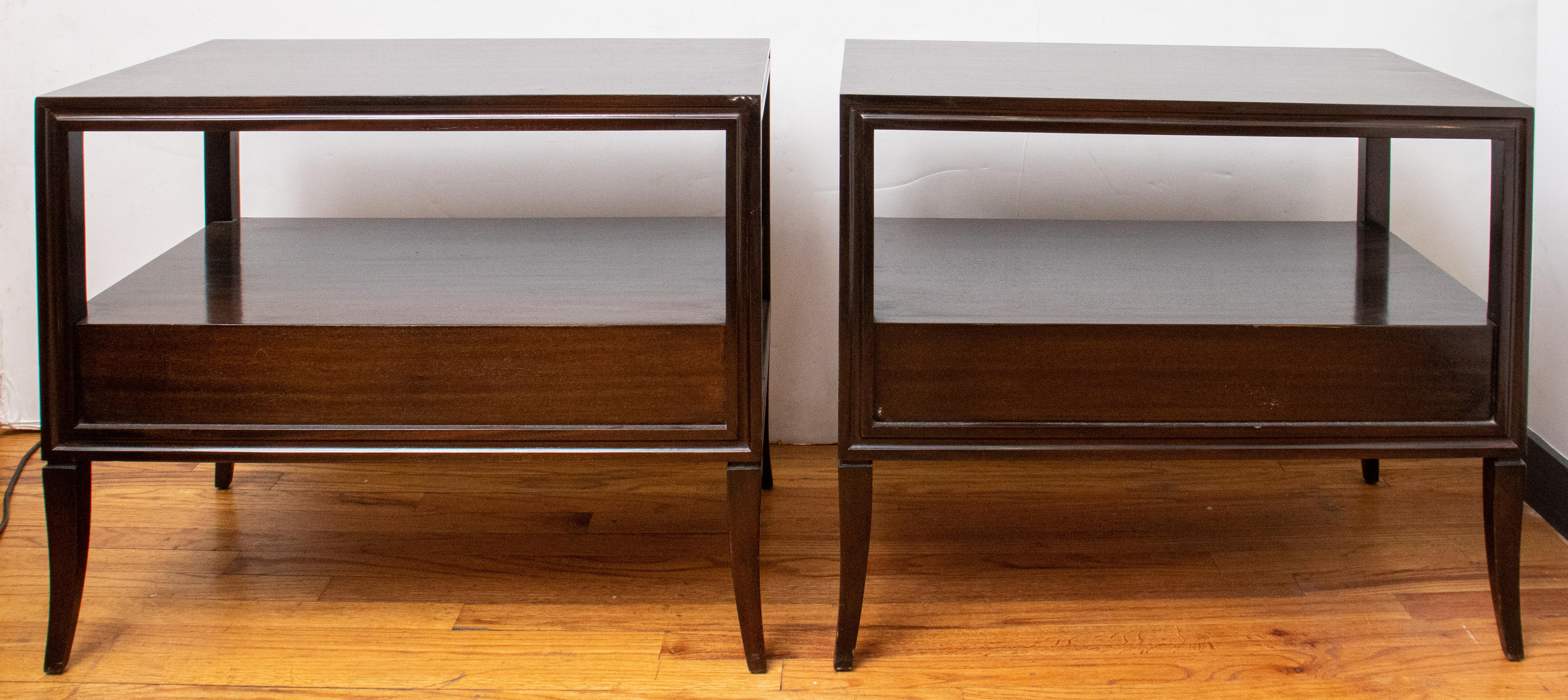 Mid-Century Modern Side Table Nightstands, Pair 3