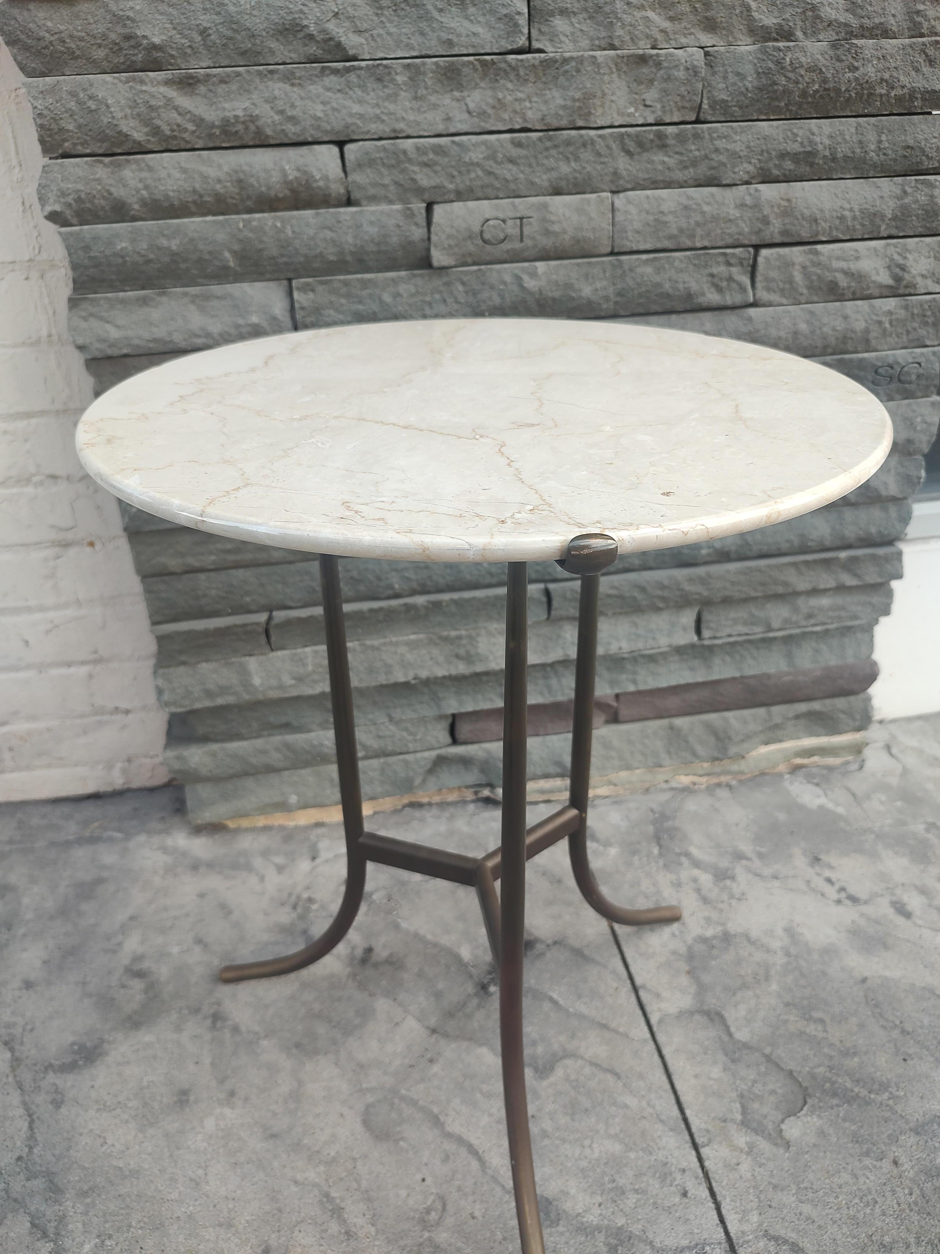 Mid Century Modern Side Table w Polished Marble Top by Cedric Hartman  For Sale 3