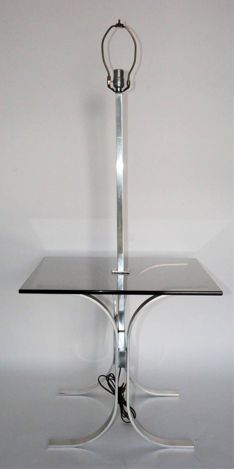 Danish Mid-Century Modern Side Table with Built in Lamp For Sale