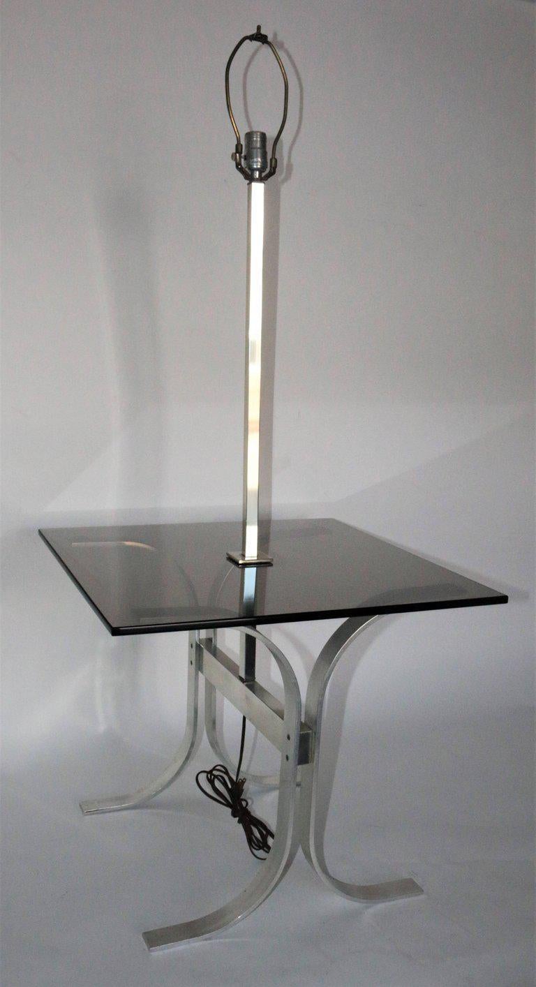 20th Century Mid-Century Modern Side Table with Built in Lamp For Sale