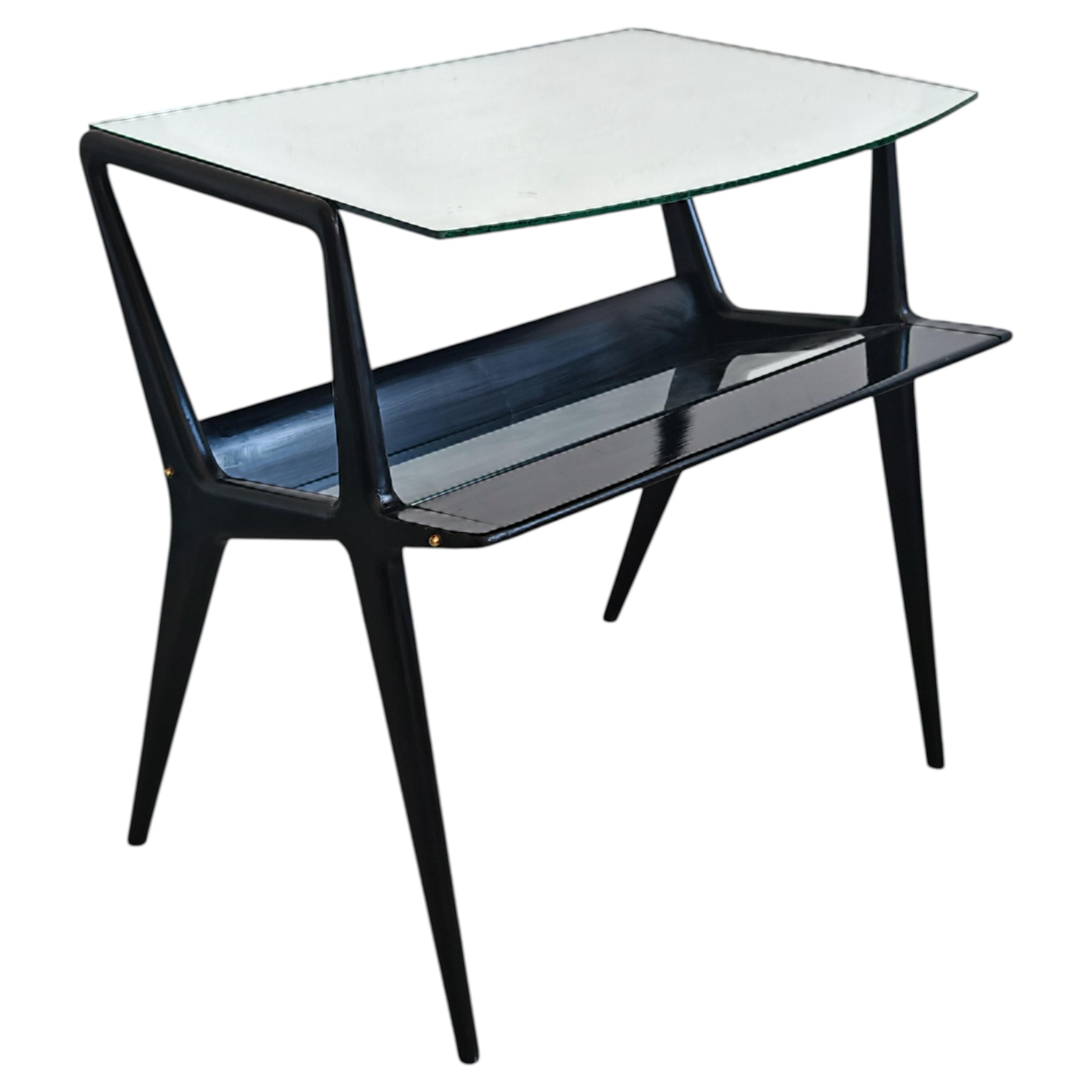 Mid Century Modern Side Table with mirror top, attr. to Ico Parisi, Italy 1950s