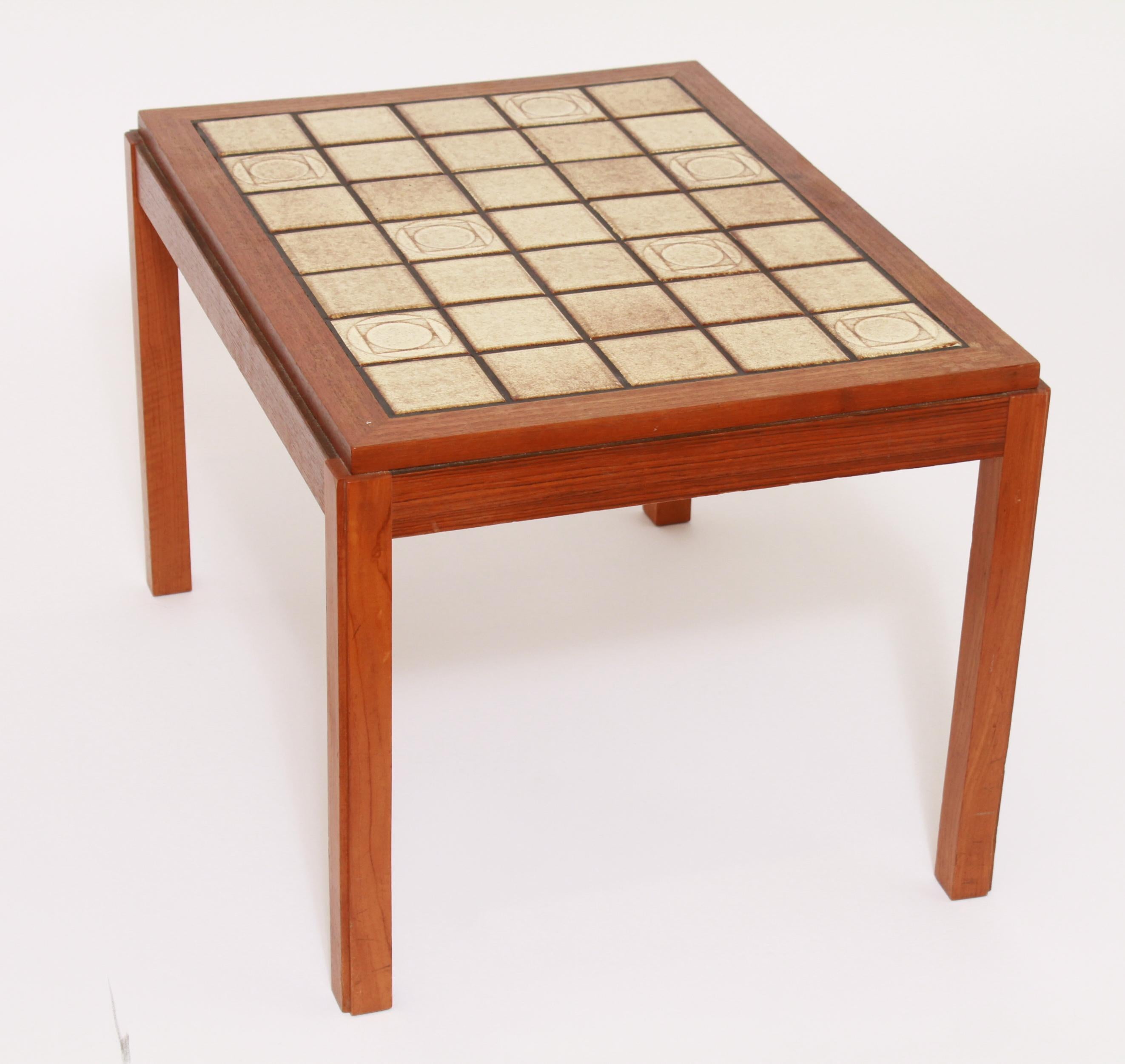 20th Century Mid-Century Modern Side Table with Tiled Top in Roger Capron Style