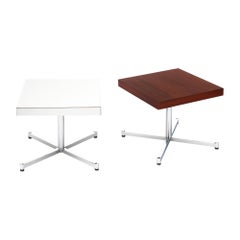 Mesas auxiliares modernas de mediados de siglo de Pierre Guariche, cromo y madera