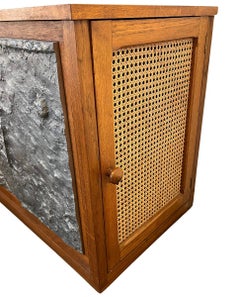 Mid-Century Modern Sideboard, Aluminium & Caning, 1970s