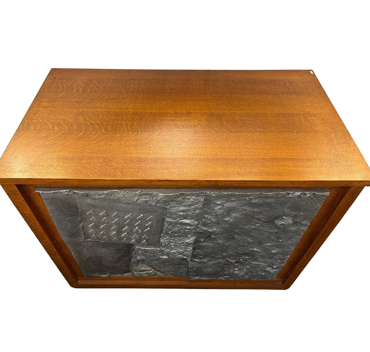 Mid-Century Modern Sideboard, Aluminium & Caning, 1970s In Good Condition For Sale In Brussels, BE