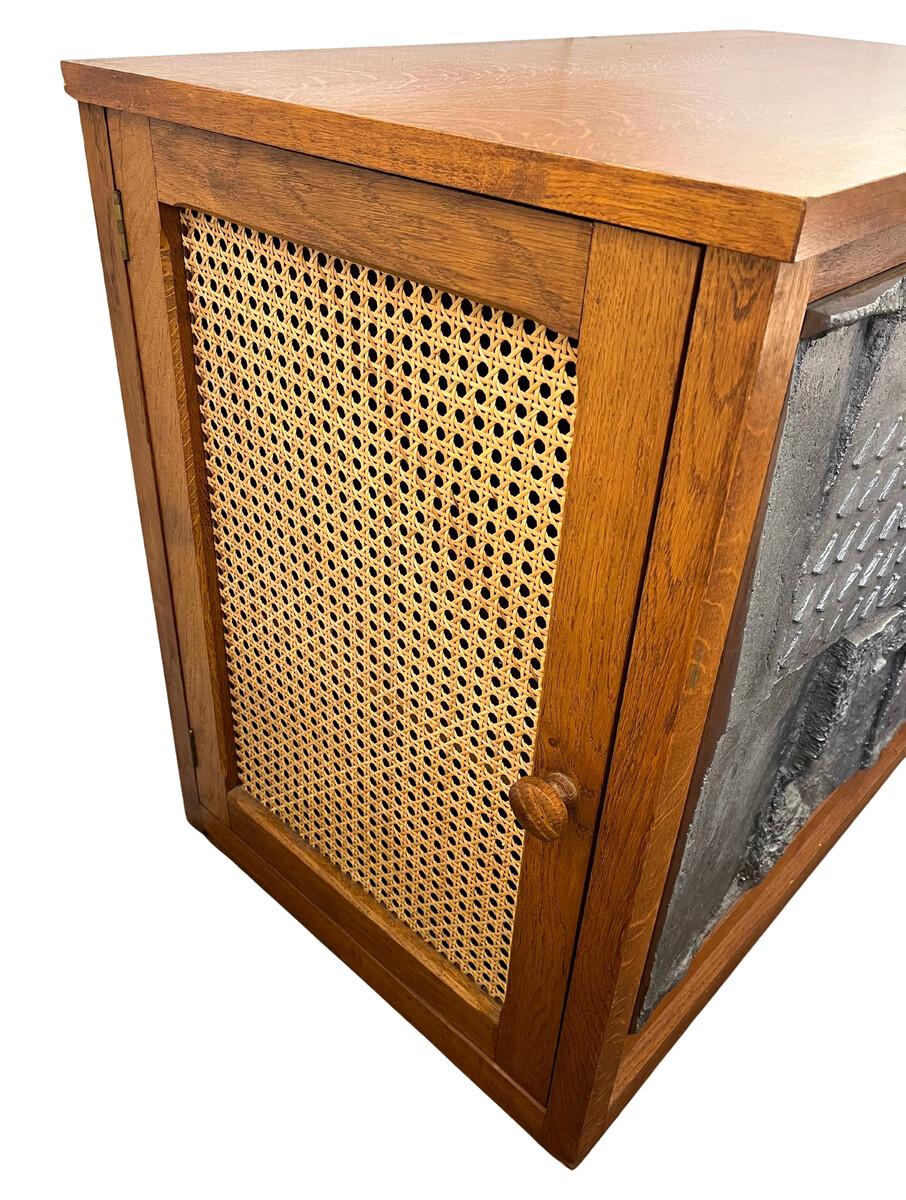20th Century Mid-Century Modern Sideboard, Aluminium & Caning, 1970s For Sale