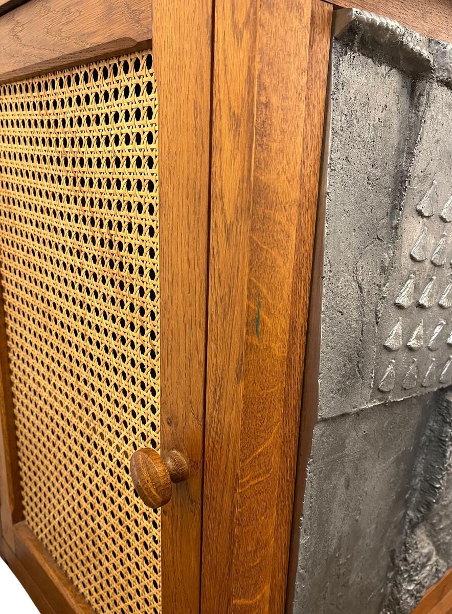 Aluminum Mid-Century Modern Sideboard, Aluminium & Caning, 1970s For Sale