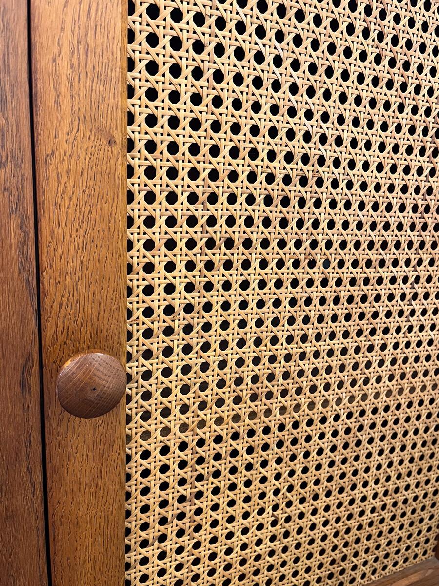 Mid-Century Modern Sideboard, Aluminium & Caning, 1970s For Sale 1