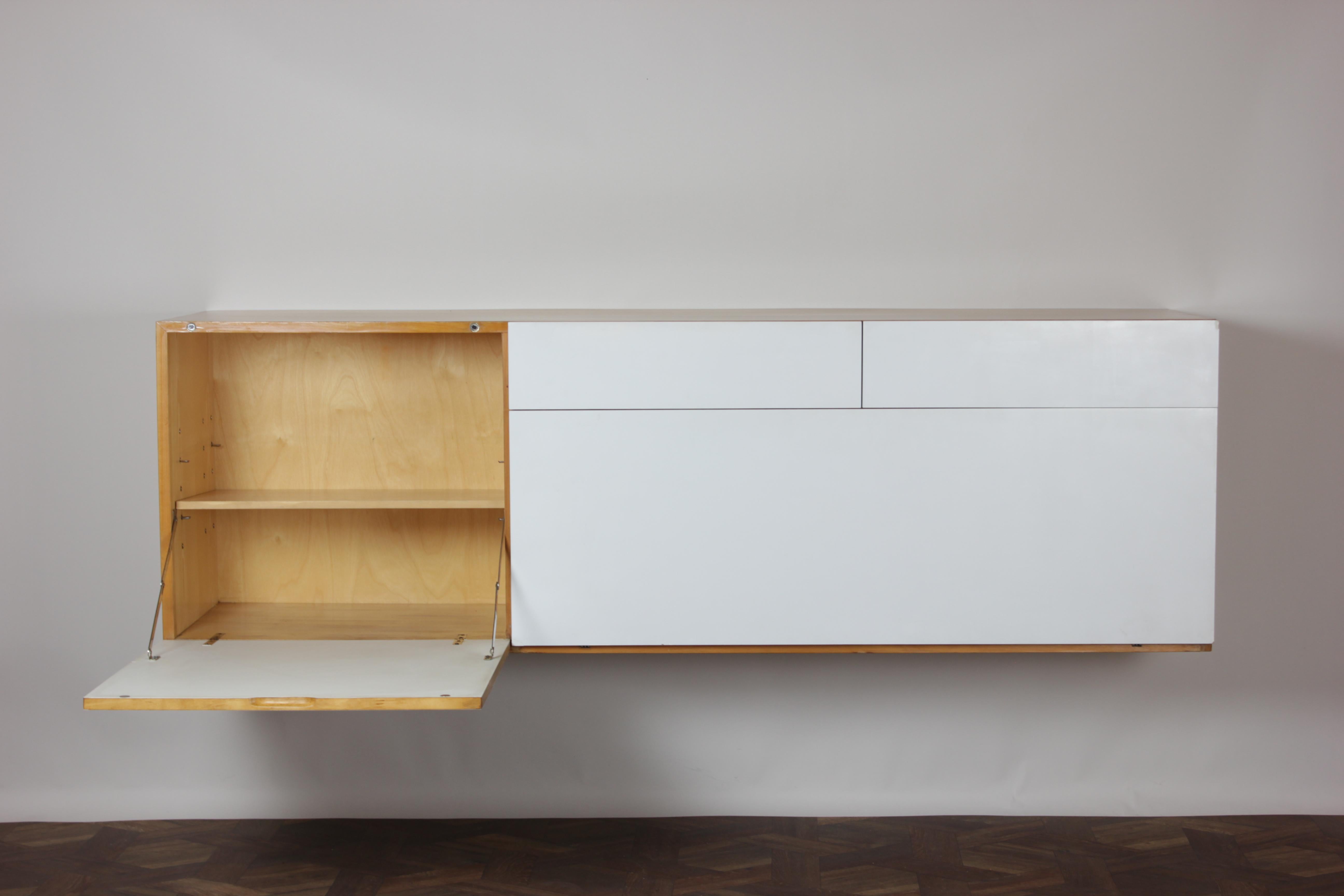 German Mid Century Wall Mounted Sideboard by Philippon and Lecoq for Bofinger, 1950s For Sale