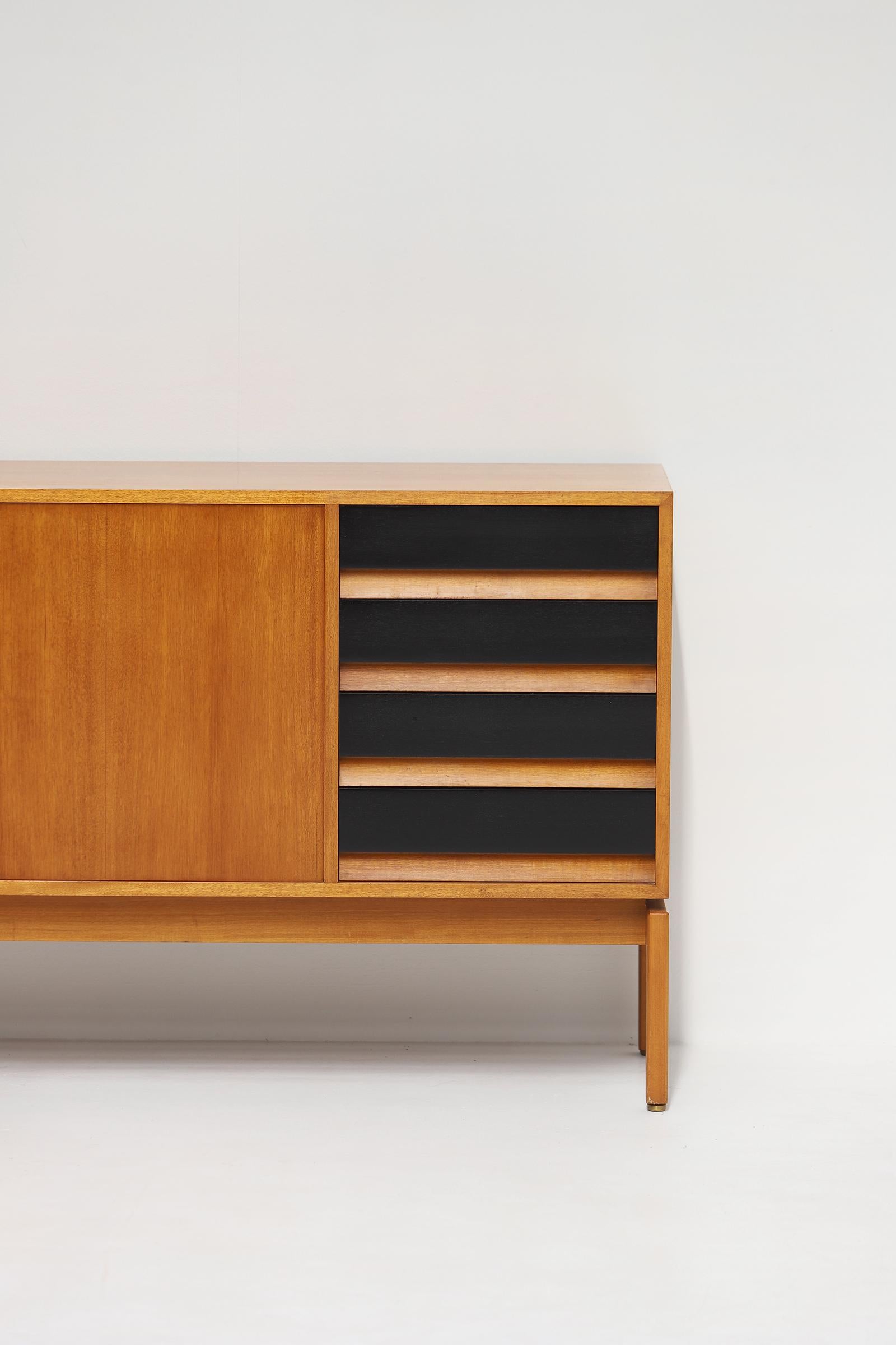 Lacquered Mid century modern sideboard by Jos De Mey for Van den Berghe Pauvers Belgium  For Sale