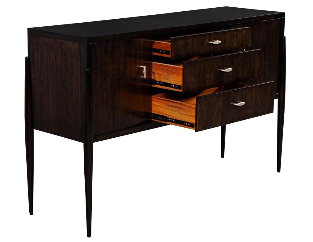 Mid-Century Modern Inspired Sideboard Cabinet in Zebra Wood In New Condition In North York, ON